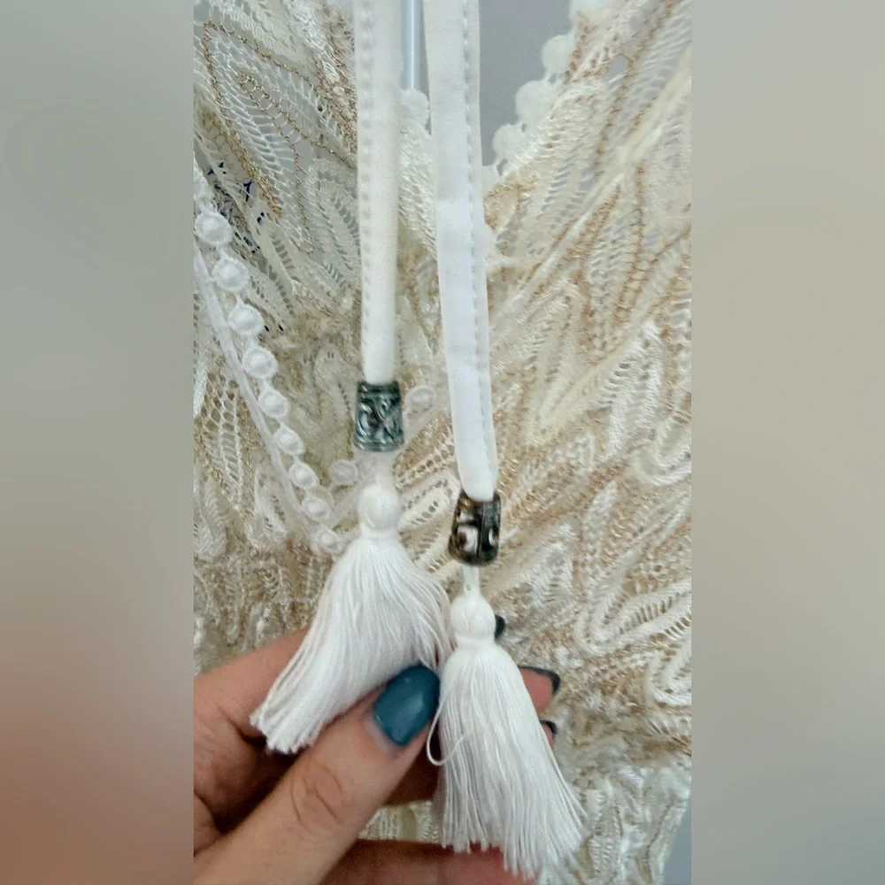 BLUE ISLAND BEACH Cream Zigzag Pattern Dress size M - Picture 7 of 7